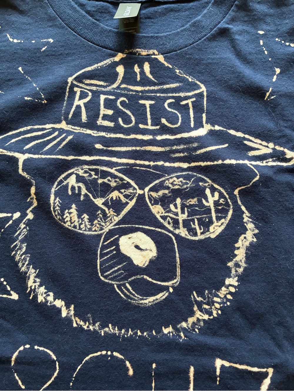 RESIST Trump National Parks Tee Shirt Handmade Lge Cotton Art to Wear